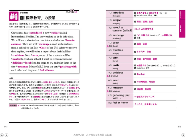 英検準2級文で覚える単熟語